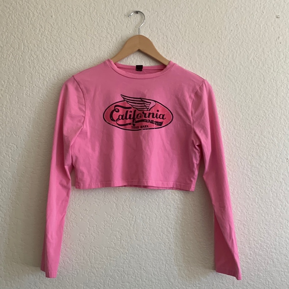 Pink long sleeve crop top, size 8/10, SHEIN